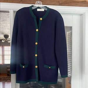 Blarney Navy and Green Women's Cardigan